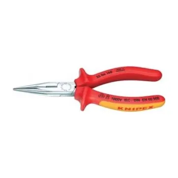 Kleště Knipex 25 06 160 - Kleště s dlouhými čelistmi 160mm rovné, půlkulaté špičaté, chromované, izolované 1000V VDE, BI-plast rukojeti