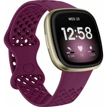Příslušenství k chytrým hodinkám eses Silikonový řemínek dírkovaný pro Fitbit Versa 3 a 4, Sense 1 a 2 - Velikost L, fialový