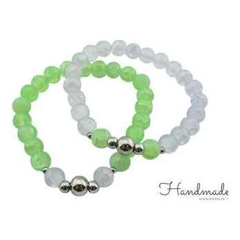 Náramek Doria Náramky z korálků zelený + bílý (set 2 ks) H051