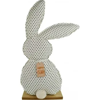 Velikonoční dekorace Zajíček textilní s puntíky bílý - 50 cm