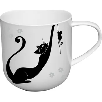 Carmani® Carmani - Porcelánový hrníček KOČKA s myší v dárkové krabičce s ocáskem - 500 ml