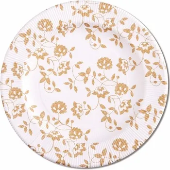 Party dekorace Moje Party ECO TALÍŘE papírové Květy zlaté 27cm 8ks