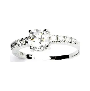 Prsten Zlatý prsten, bílé i žluté zlato, čiré zirkony - VR 312