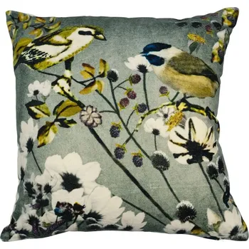 Dekorativní polštářek Sametový polšář s dekorem květin a ptáčky Wild Flowers - 45*45*15cm