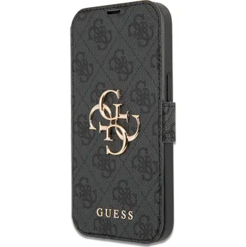 Pouzdro na mobilní telefon Guess Metal Logo Book pro Apple iPhone 13 Pro šedé