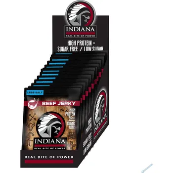 Sušené maso INDIANA Jerky hovězí Less Salt 375g - display