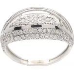 Zlatý prsten z bílého zlata se zirkony MLR80 W (585/1000)