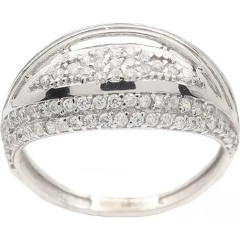 Prsten Zlatý prsten z bílého zlata se zirkony MLR80 W (585/1000)