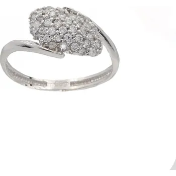 Prsten Zlatý prsten z bílého zlata se zirkony R13/W, vel. 54, 1.95 g (585/1000)