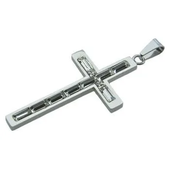 Přívěsek Doria Přívěsek z oceli stříbrný kříž s krystaly F087