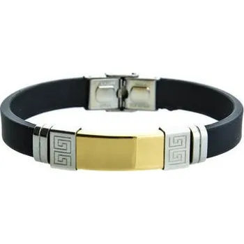 Náramek Doria Náramek černý z kaučuku a chirurgické oceli A127