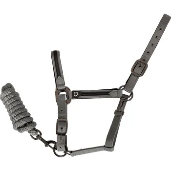 EQUESTRO Set ohlávky s vodítkem Elegance Equestro, grey COB