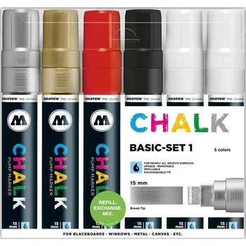 Křídové fixy MOLOTOW Chalk na sklo 15mm, 6ks základní