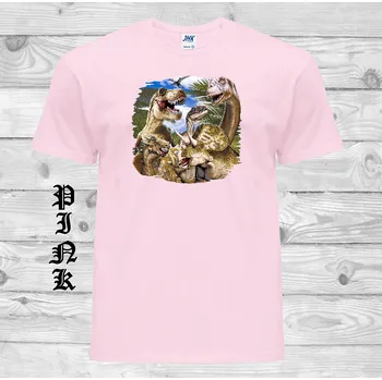 Chlapecké tričko detske-levne-bavlnene-tricko-potisk-dinosaurici Barva: Pink - růžová, velikost: 128