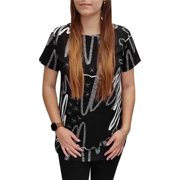 Dámská halenka Halenka Pratto černá se vzorem s gumičkami velikost pratto: 42