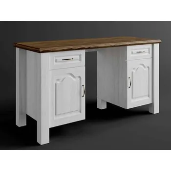 Kancelářská sestava Rustikální psací stůl EMMA z masivu Barevné provedení: Bílá - přírodní