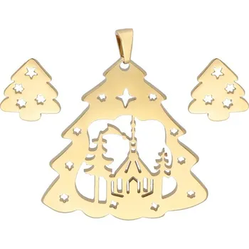 Souprava šperků Doria Set šperků z oceli zlaté STROMKY K265