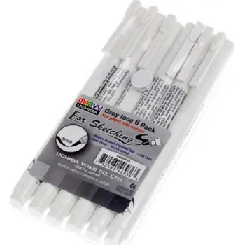 Liner MARVY BRUSH For Drawing, 6ks šedé