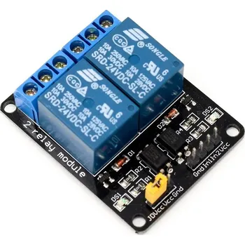 Vývojová deska Relé modul 2 kanály 24V DC s optočlenem