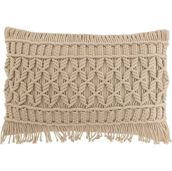 Dekorativní polštářek Béžový polštář s drhaným vzorem Macramé Cosy - 47*15*37 cm