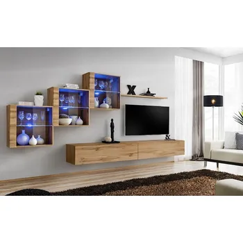 Obývací stěna Obývací Stěna Switch XX sklo + LED dub wotan