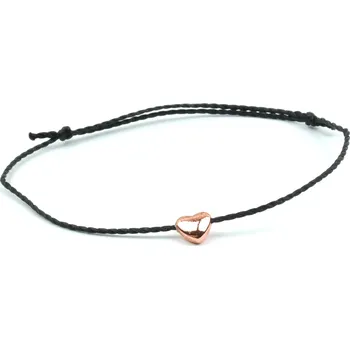 Náramek Moni dámský náramek černý se srdíčkem rose gold