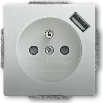 Elektrická zásuvka ABB Future linear Zásuvka s kolíkem s USB ušlechtilá ocel 20 MUCBUSB-866-500