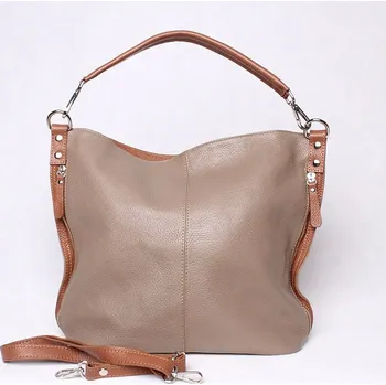 Kabelka Dámská kožená kabelka na rameno i crossbody 7733 hnědošedo-hnědá | KabelkyproVas.cz