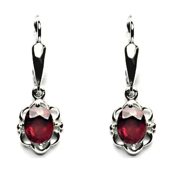 Náušnice Zlaté náušnice, přírodní rubín, bílé zlato, NK 1140/20