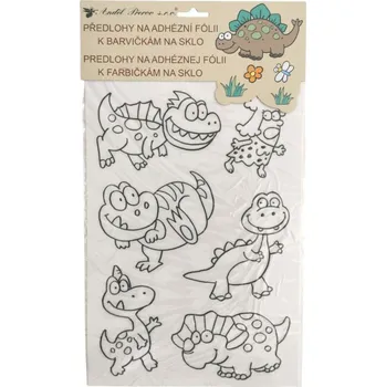 Výtvárné potřeby Předlohy na malování na sklo s vyvýšenou konturou Dino obrázek 1