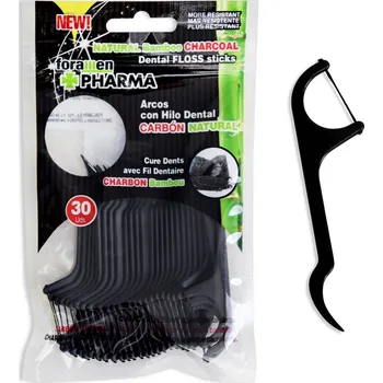 Zubní nit FORAMEN CHARCOAL FLOSSER nit natažena v mečíku 30 ks