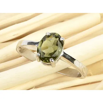 Prsten Vltavín oválný prsten 8 x 6mm standard brus Ag 925/1000+Rh
