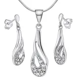 Stříbrná elegantní souprava šperků s čirými zirkony JJJS644