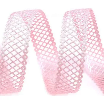 Jedlá dekorace na dort Saténová stuha s výsekem - růžová - 22mm / 9m