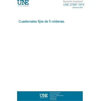 UNE 27087:1974 STANDING QUINTUPLE TACKLE BLOCKS. Španělsky Tisk