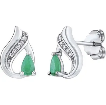Náušnice Stříbrné náušnice Noiva s přírodním smaragdem a Brilliance zirconia FWE15711ER