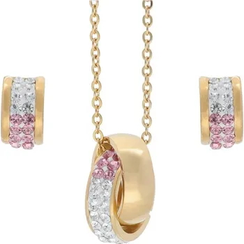 Souprava šperků Doria Set šperků z oceli zlatý s krystalky K172