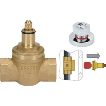 Ventil EFFEBI - Itálie | Kulový kohout (ventil) pod omítku rozebiratelný, podomítkový - na zazdění, vestavný, vestavěný - 1/2" 1684