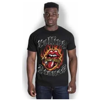 Merch The Rolling Stones: Tričko Flaming Tattoo Tongue L 2022
