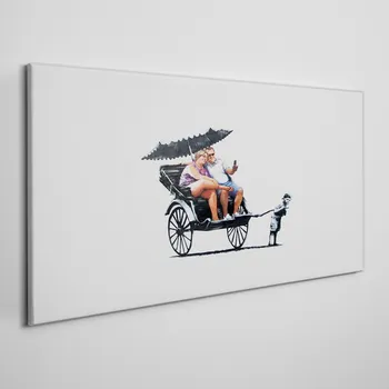 Obraz Coloray Obraz na plátně Rickshaw Banksy White 100x50 cm och-015