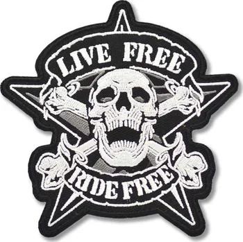 Nášivka Moto nášivka Live Free Ride Free 10 cm x 10 cm