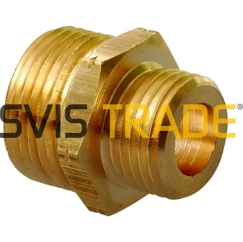 Instalatérský materiál Masivní vsuvka mosazná redukovaná TOP (dvojnipl) s dosedací plochou, vnější závity - MOSAZ nipl, redukce - 1"x3/4" 245