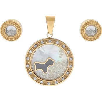 Souprava šperků Doria Set šperků z oceli zlatý s krystalky K104