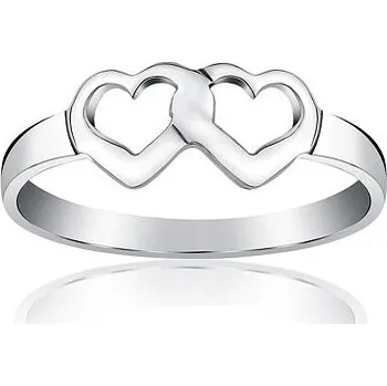 Prsten Stříbrný prsten dvojité srdce velikost obvod 59 mm PRMR11433-obvod 59 mm