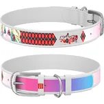 WAUDOG obojek kožený DC Harley Quinn bílý (26-35cm/1,5cm)