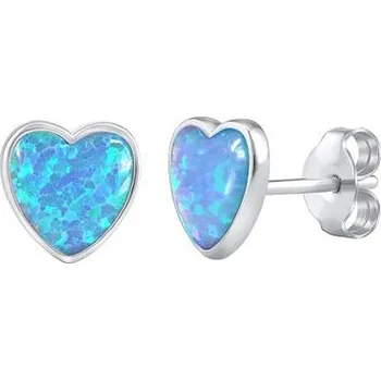 Náušnice Stříbrné náušnice srdce pecky s modrým opálem LPS0857B