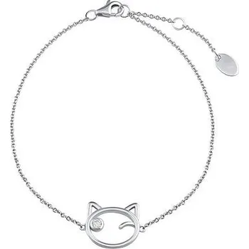 Náramek Stříbrný náramek kočka Betty s čirými Brilliance Zirconia MW15320B