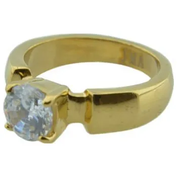 Prsten Doria Prsten z oceli zlatý s kamínkem M112 Velikosť: 57
