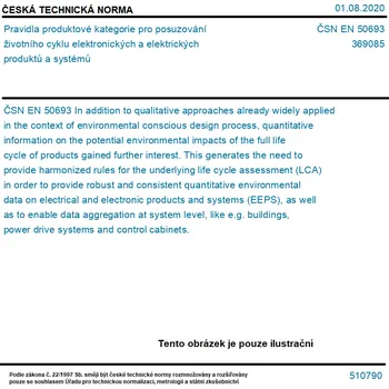 ČSN EN 50693 - Pravidla produktové kategorie pro posuzování životního cyklu elektronických a elektrických produktů a systémů - Tisk