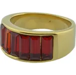 Doria Prsten z oceli zlatý s kamínky M075 Velikosť: 51 / 52